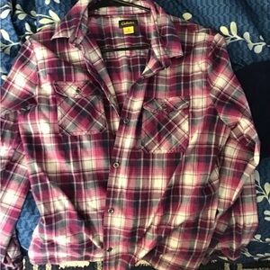 Cabela's Purple and White Plaid Shirt
